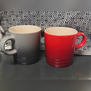 Le Creuset Red & Gray Stoneware Espresso Mugs (2 of each)